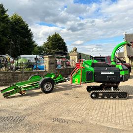 2017 Greenmech Quadtrak 160D 6" Diesel Turntable Tracked Wood Chipper With Greenmech Single Axle Trailer
