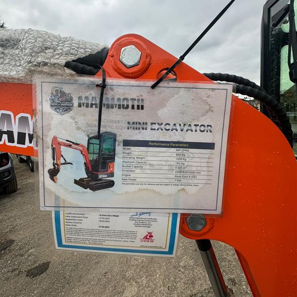 2024 Mammoth MP12PRO Mini Digger Tracked Machine 360 Excavator