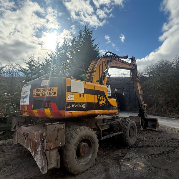 55 REG JCB JS130W Wheeled Excavator With Blade And Jack Legs