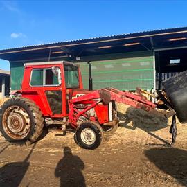Massey Ferguson 590 Tractor With Front Loader And Bale Spike