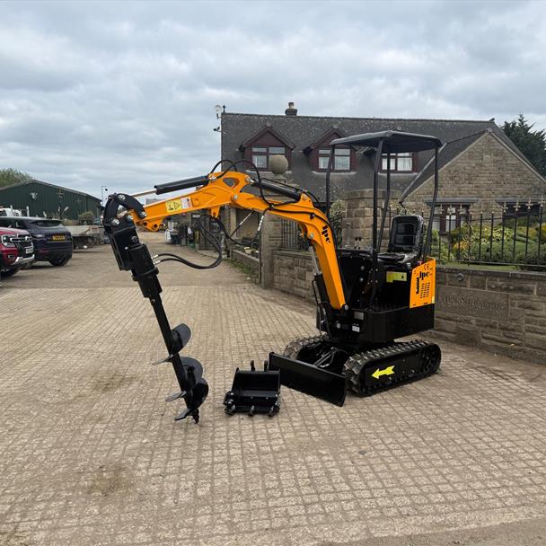 New/Unused 2024 JPC HT12 Mini Excavator Bundle With Posthole Borer And Bucket
