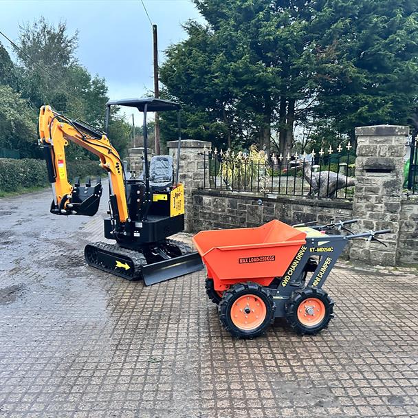 New/Unused 2024 JPC HT12 Mini Excavator With Konstant Mini Dumper Bundle