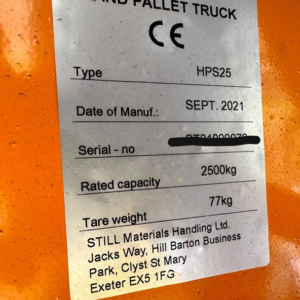 Pallet Of 6 New/Unused Still HPS25 2.5 Ton Pallet Truck