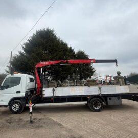 2013 MITSUBISHI FUSO CANTER 7C18-48 DUONIC BLUETEC AUTO 7.5 TON RIGID FLATBED WITH FASSI HIAB CRANE